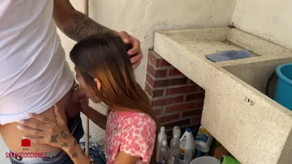 Indian Desi Stepsister Fucked in Backyard While Washing Clothes